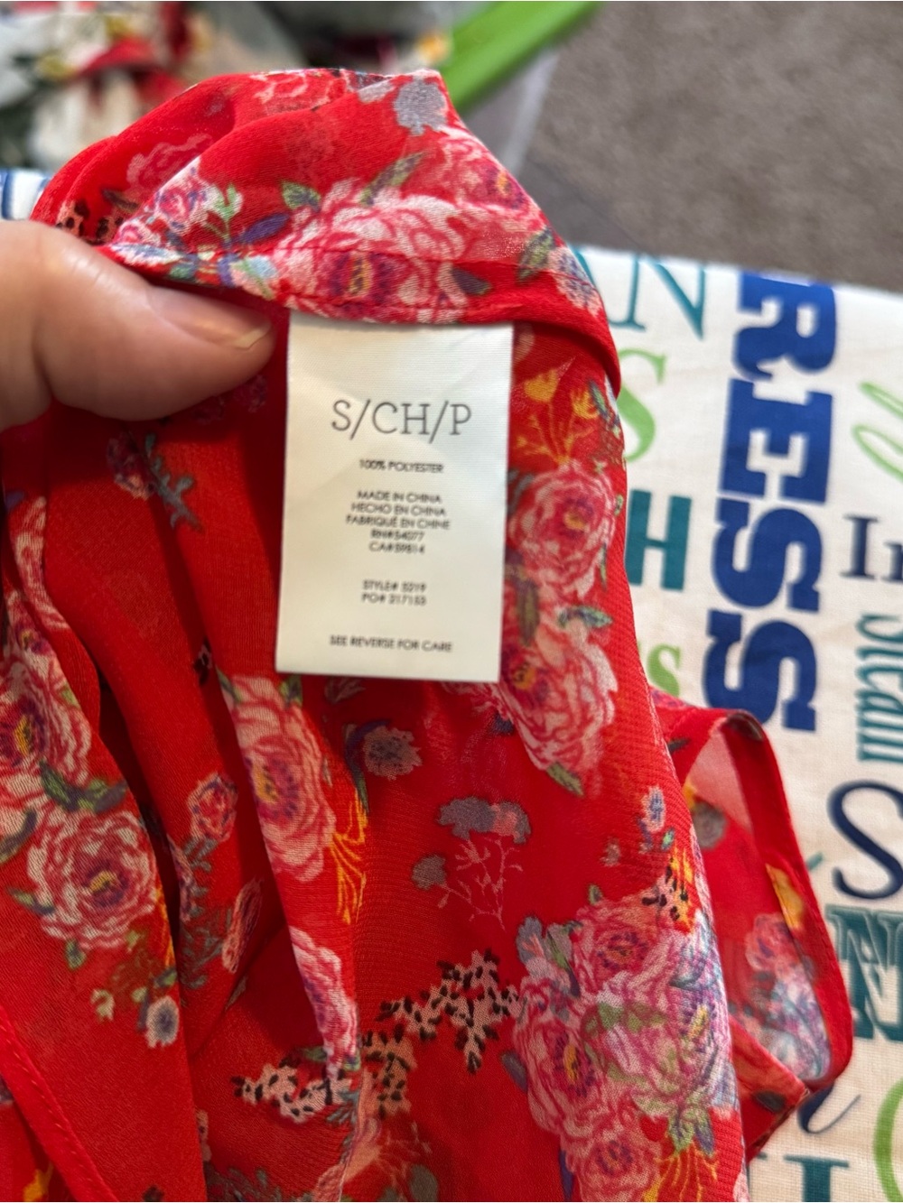CAbi Red Floral Ruffled Sleeveless Blouse - Picture 6 of 8